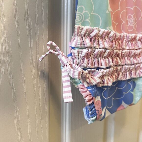 RuffleButts Pastel Petals Long Sleeve One-Piece Rashguard Swimsuit Girls 6-12 M - Picture 14 of 15